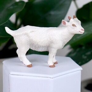 White Kid Goat Figure - Hand‎ Painted & Collectible Farm Animal Toy